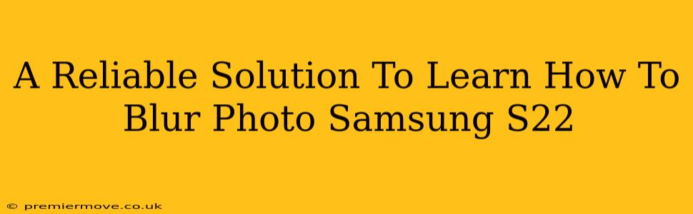 A Reliable Solution To Learn How To Blur Photo Samsung S22