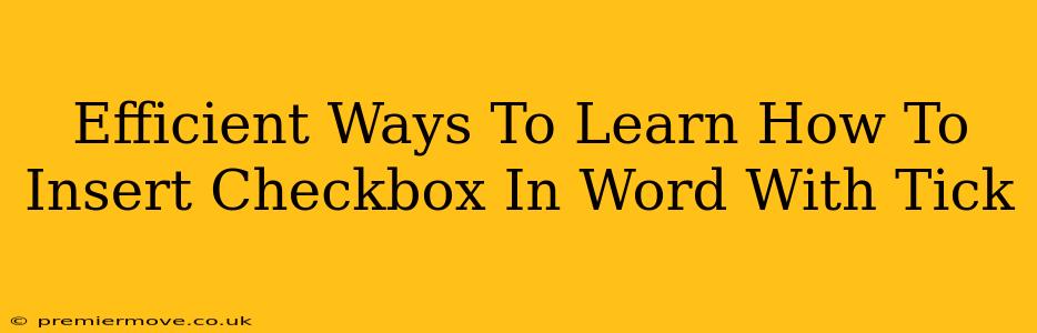 Efficient Ways To Learn How To Insert Checkbox In Word With Tick