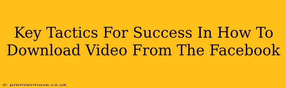 Key Tactics For Success In How To Download Video From The Facebook