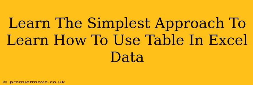 Learn The Simplest Approach To Learn How To Use Table In Excel Data