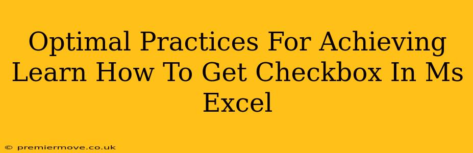 Optimal Practices For Achieving Learn How To Get Checkbox In Ms Excel