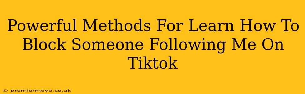 Powerful Methods For Learn How To Block Someone Following Me On Tiktok