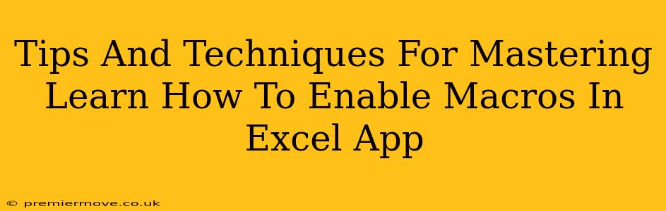 Tips And Techniques For Mastering Learn How To Enable Macros In Excel App